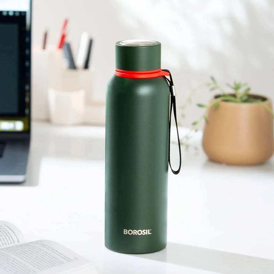 Borosil Trek Indigo Stainless Steel Insulated Water Bottle — 850ml - Stainless Steel | Sambhavnath Steel, Ahmedabad