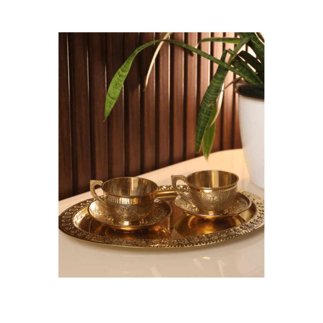 Brass Cup and Saucer Set | Sambhavnath Steel, Ahmedabad