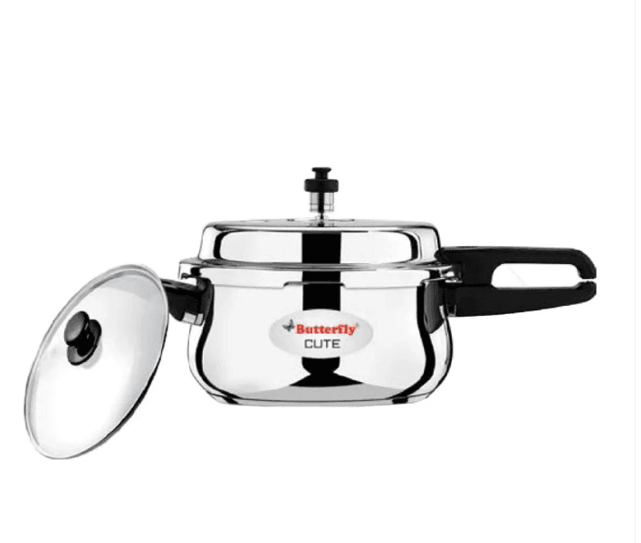 Butterfly Cute Stainless Steel Pressure Cooker with Glass Lid — Induction Compatible