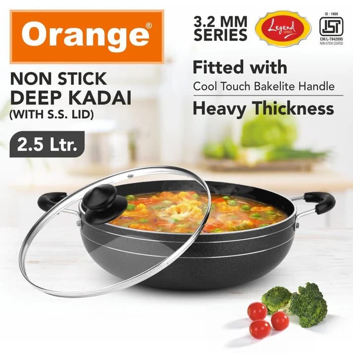 Orange Non-Stick Kadhai