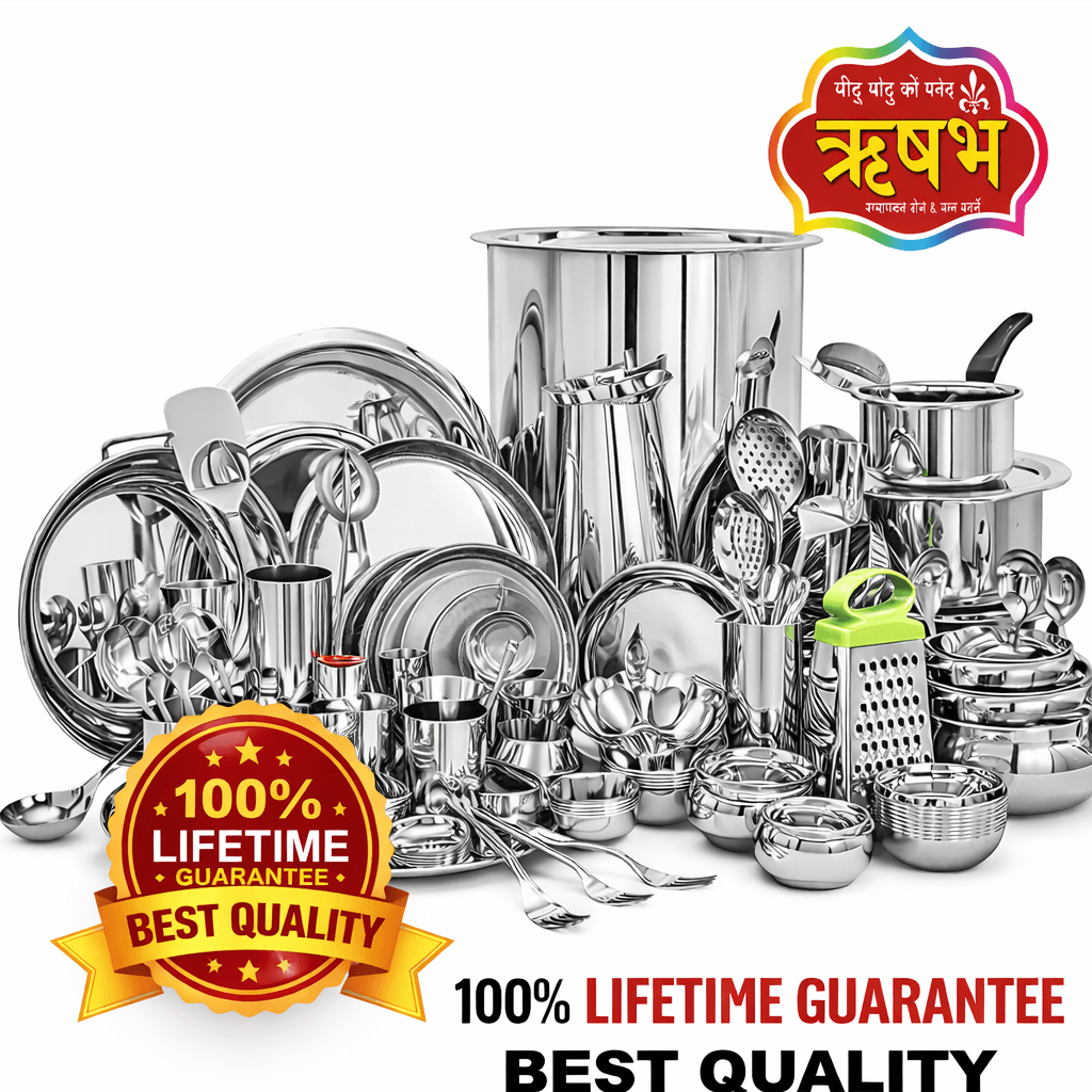 Meera 101 Pcs Dulhan Set — Complete Stainless Steel Rasoda Set - Gift Items | Sambhavnath Steel, Ahmedabad